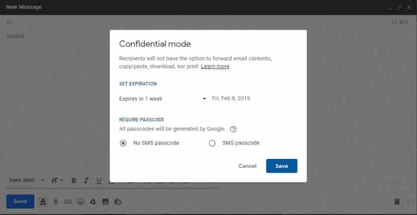 Confidential Mode Gmail