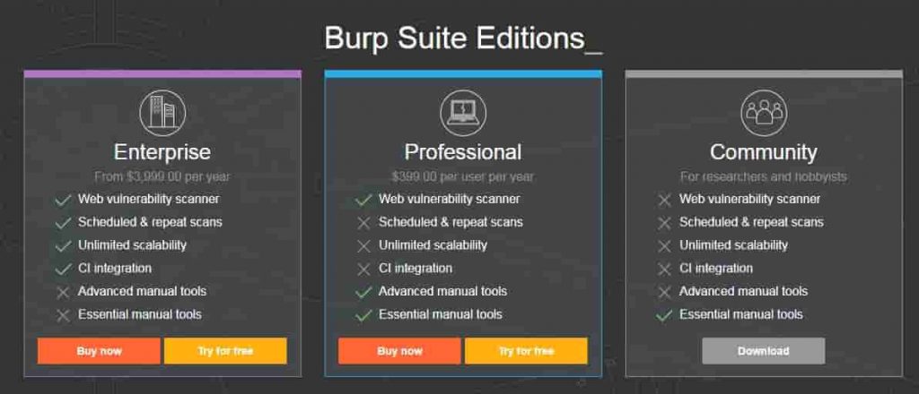 Burp Suite Versions