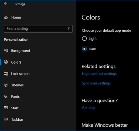 Turn on Dark Mode for Windows 10 File Explorer