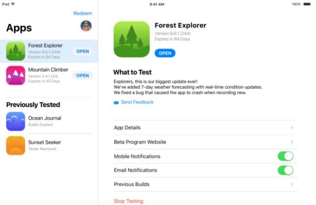 Apple TestFlight iOS Emulator Beta