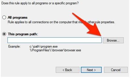 Block a Program in Firewall Windows 10