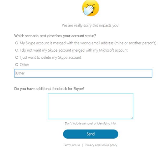 Unlink Microsoft Account from Skype