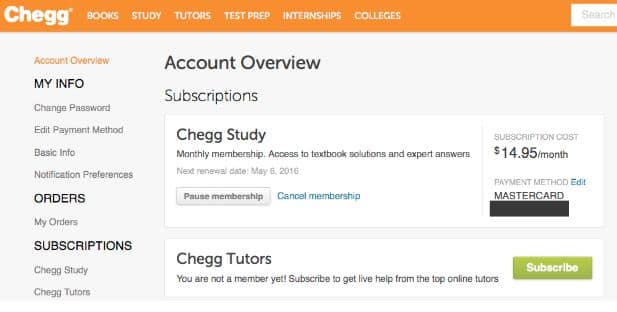 free chegg account username and password