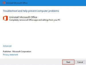 Remove Office 2016 Using Microsoft Fix It Tool