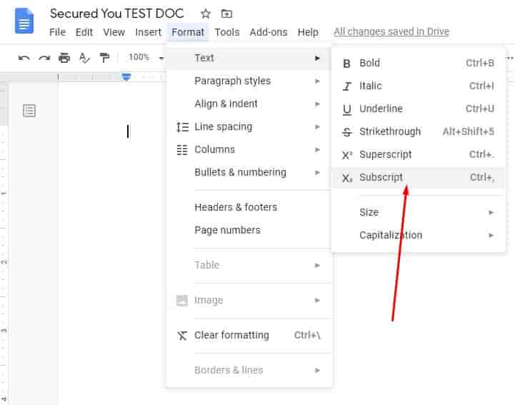 How To Enable Subscript in Google Docs