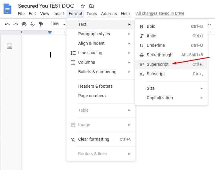 How To Enable Superscript in Google Docs