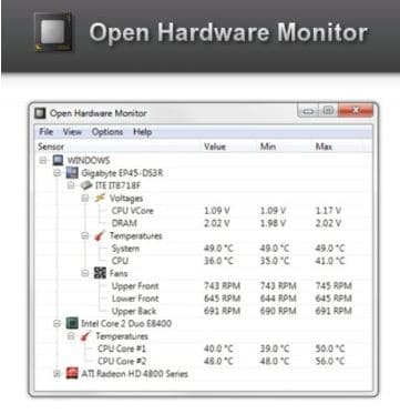 Open Hardware Monitor for GPU, CPU and HDD Temp Monitoring