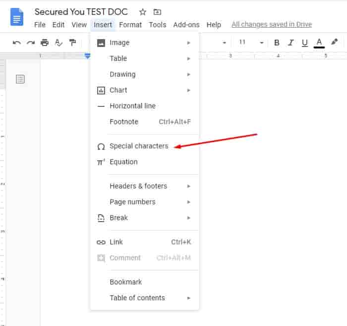 Special Characters in Google Docs for Superscript