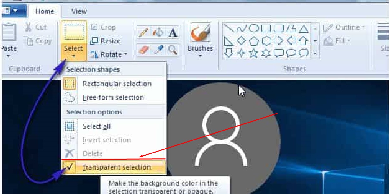 How to make white background transparent in Paint