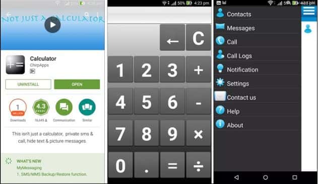 Calculator Text Messaging App