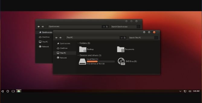 Ubuntu Dark Edition Skin for Windows